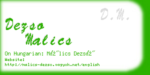 dezso malics business card